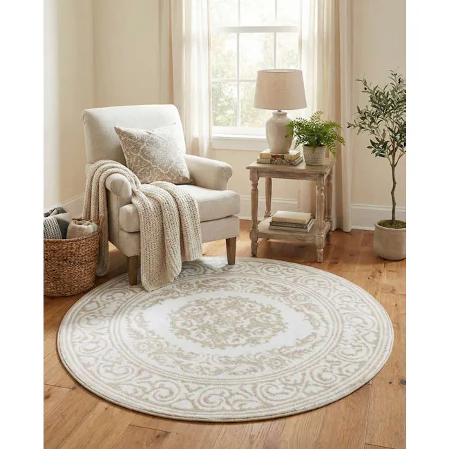 Snow White 122cm x 122cm Hermitage Round Rug - 3