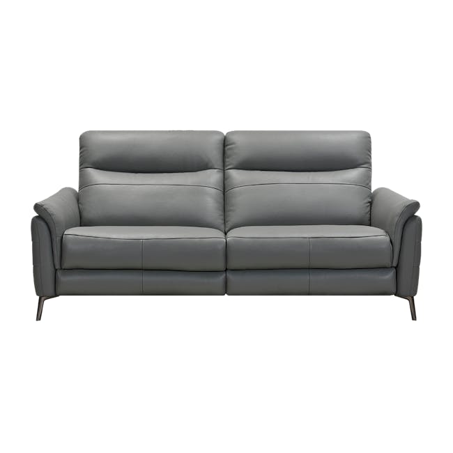 Oskar 3 Seater Recliner Sofa - Flint Grey (Genuine Cowhide + Faux Leather) - 4