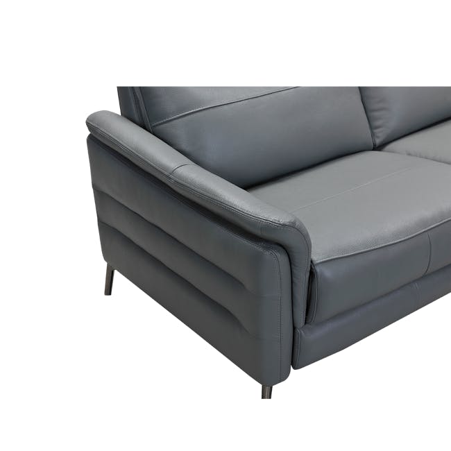 Oskar 3 Seater Incliner Sofa with Oskar 2 Seater Incliner Sofa - Flint Grey (Genuine Cowhide + Faux Leather) - 5