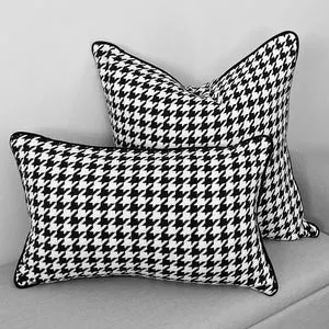Houndstooth Luxe Cushion Cover - Black & White | Indigo Lane - Cover Only - 9