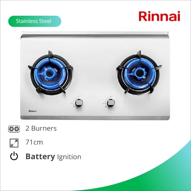 Rinnai RB-72S 2-Burner Tempered Glass Cooker Hob (77cm) - 2