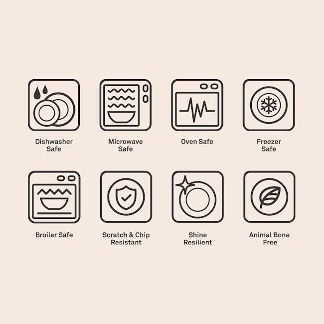 Luzerne Urban Plate - Coral Blanc (3 Sizes) - 4 - Dishwasher Safe, Microwave Safe, Oven Safe, Freezer Safe, Broiler Safe