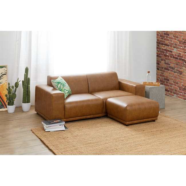 Milan 3 Seater Sofa - Tan (Faux Leather) - 1