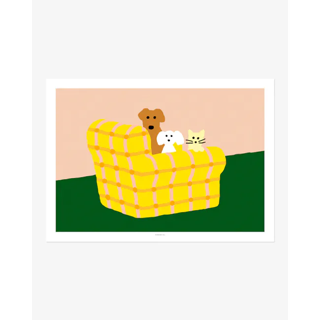 Armchair Dogs & Cat Poster - 400 x 300mm - 2