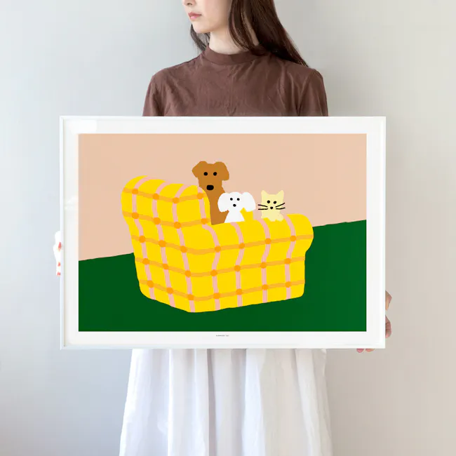 Armchair Dogs & Cat Poster - 400 x 300mm - 5