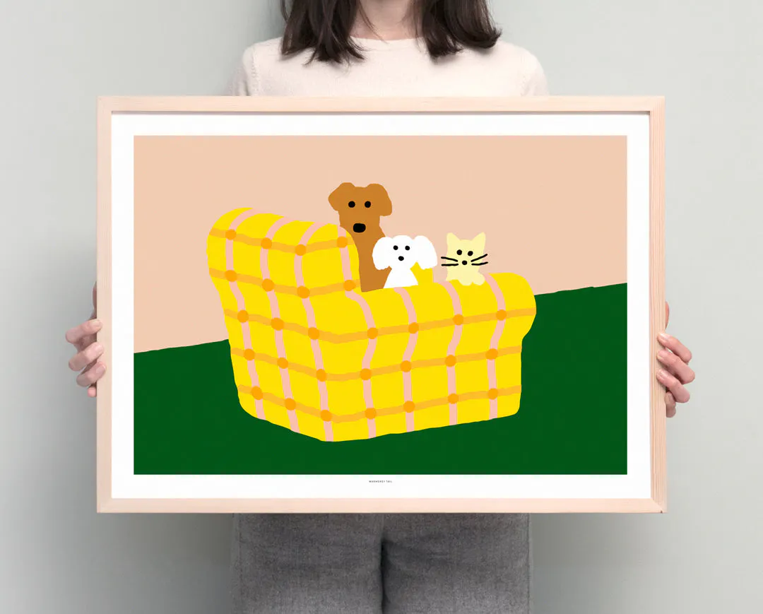 Armchair Dogs & Cat Poster - 400 x 300mm - 7