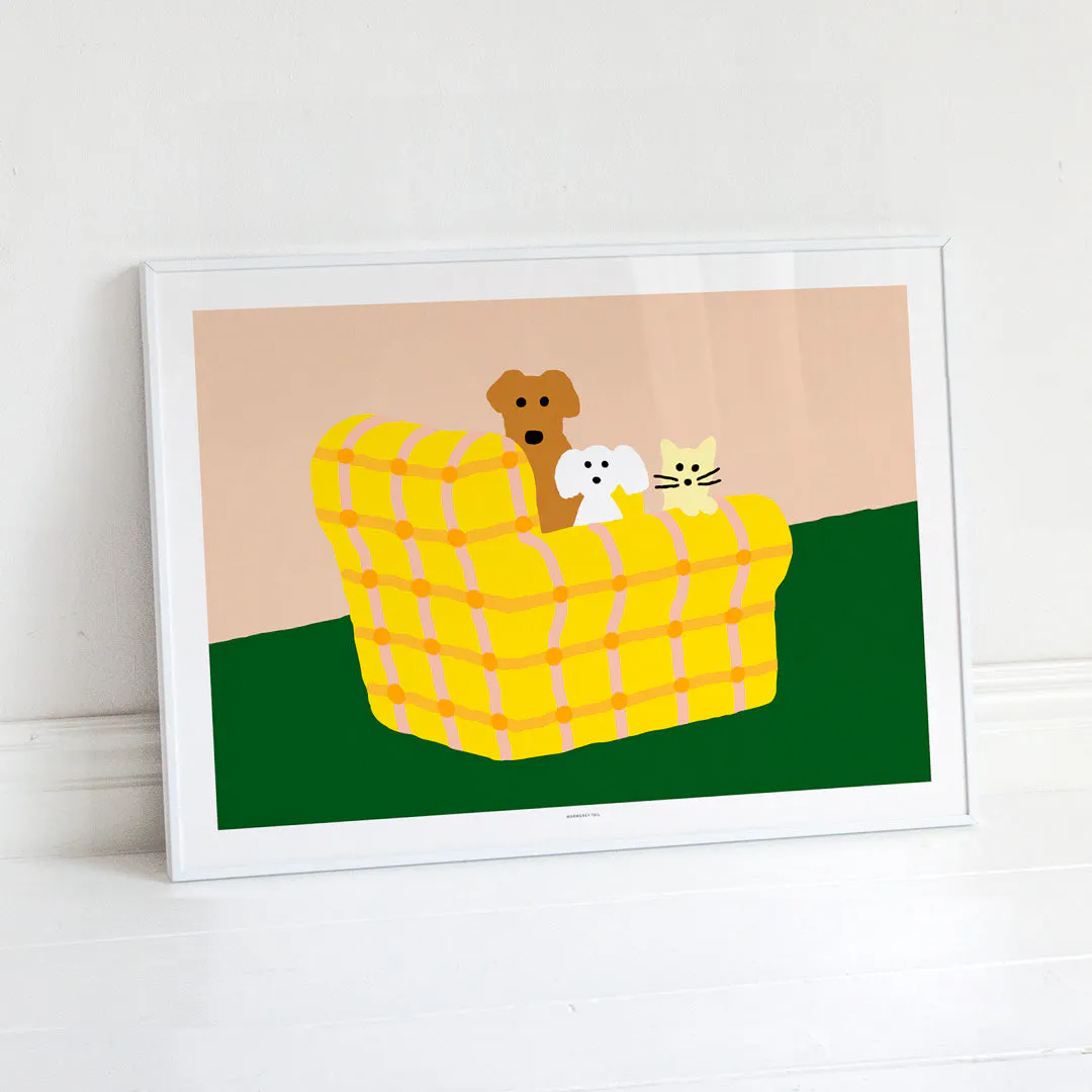 Armchair Dogs & Cat Poster - 400 x 300mm - 9