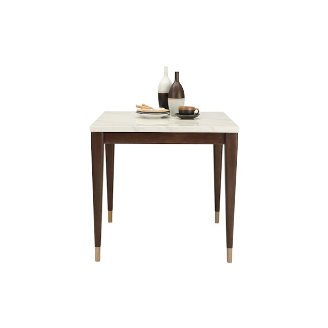 Persis Marble Square Dining Table 0.8m - White, Walnut - 3