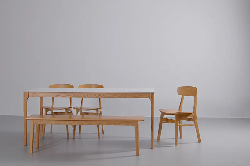 Beaumont Marble (Sintered Stone) Dining Table With Solid Oak Legs - 120cm, Natural Oak - 7