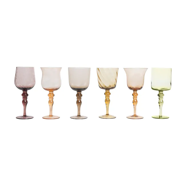 Set of 6 Goblets Texture Amber/Pink Nuances | Bitossi Home - 4