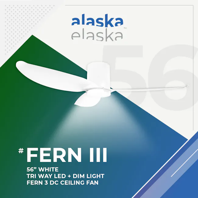 Elaska Fern III 56" DC Ceiling Fan + Samsung 20W LED Dim Tri Way Memory Function - Black/Black - 4