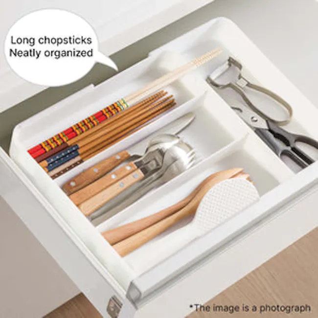 2 Way Extension Cutlery Tray White N-BLANC - 3