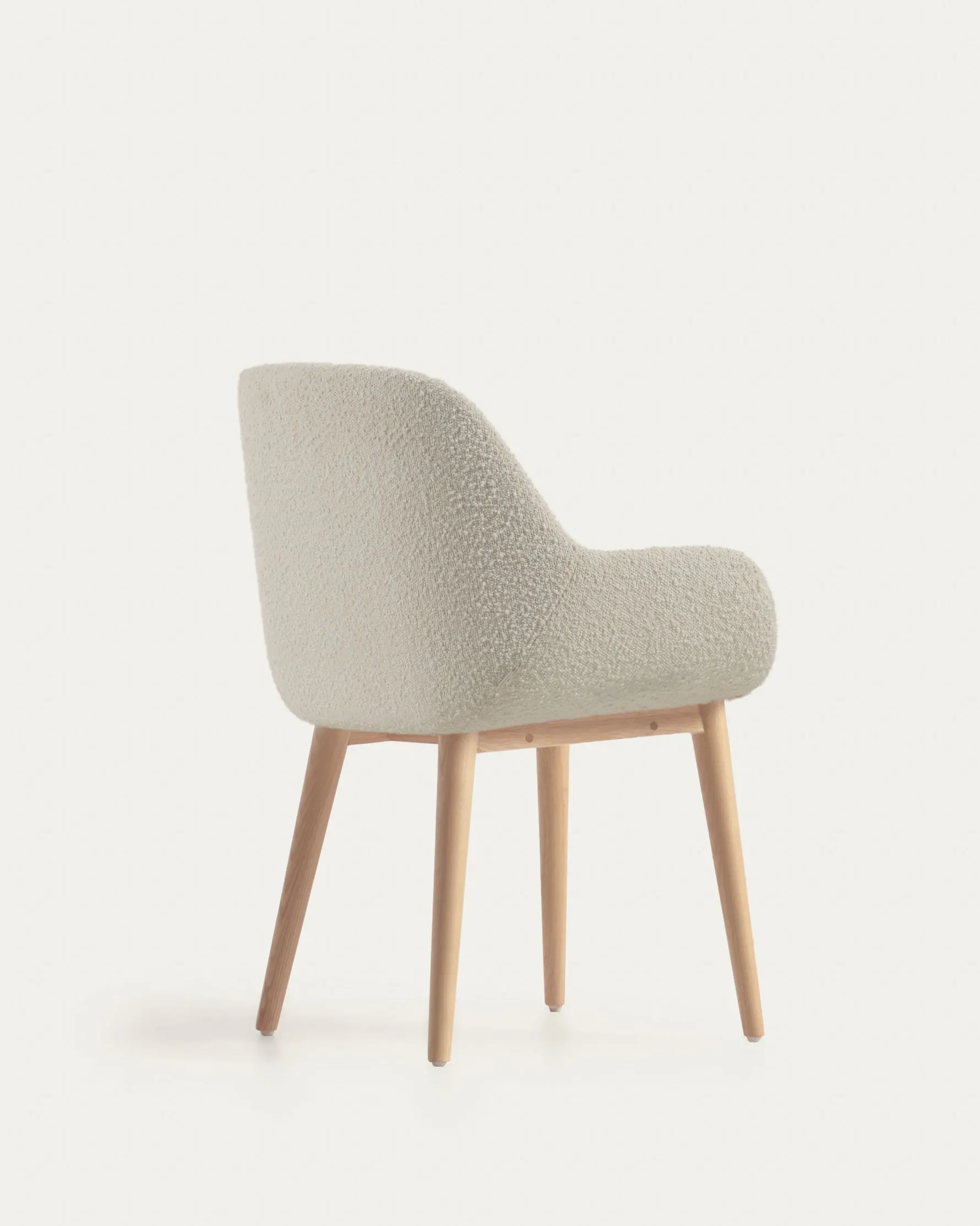 Konna Chair in White Bouclé with Solid Ash Wood Legs in a Natural Finish - 9