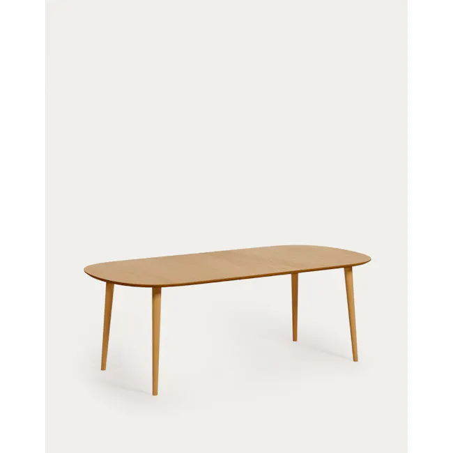 Oqui Extendable Oak Veneer Table with Solid Wood Legs 160 (260) x 100 cm - Natural - 7