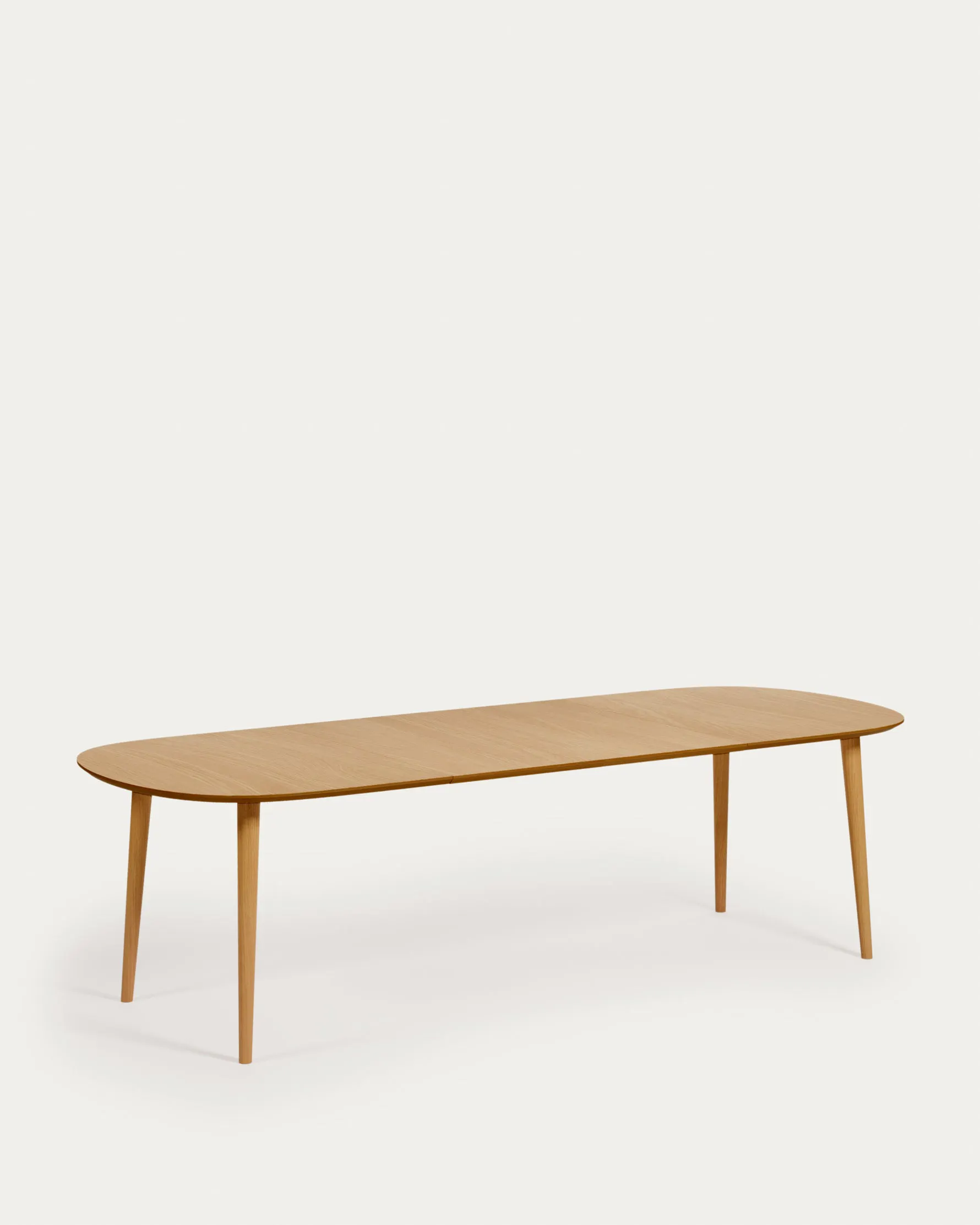 Oqui Extendable Oak Veneer Table with Solid Wood Legs 160 (260) x 100 cm - Natural - 10