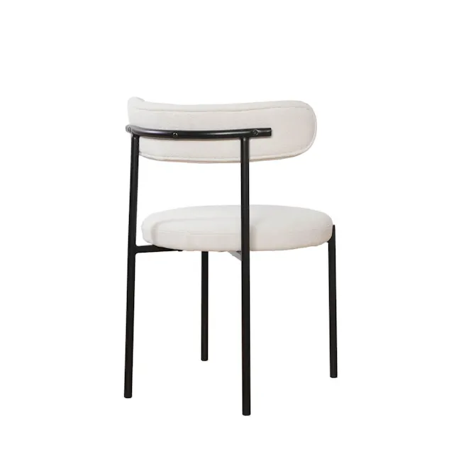 Sterling Dining Side Chair - Cream Bouclé, Black Metal Frame - 5