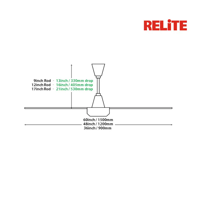 Relite Rapid 36" AC Ceiling Fan - Black - 4