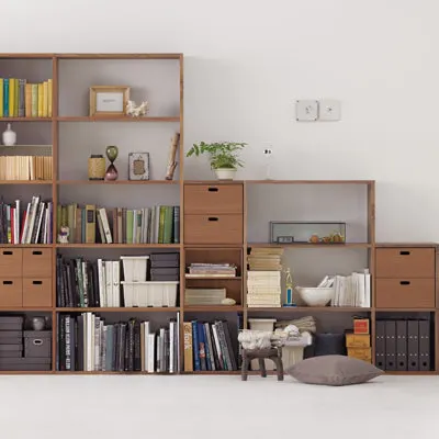 Stacking Shelf / Wide Type / Additional / 5 Shelves / Walnut W79.5×D28.5×H200cm - 7