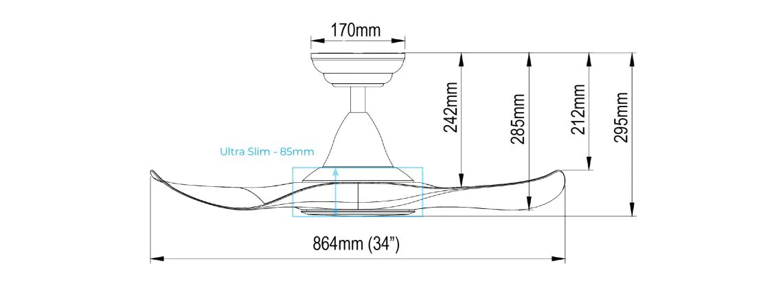 Efenz Thurman 343 LED Ceiling Fan (ECM DC 155) - 34" / 864mm - White - 9