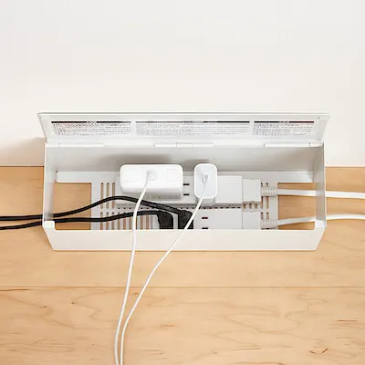 Steel Power Strip Storage - White Grey, Approx. W32 x D10 x H14 cm - 7