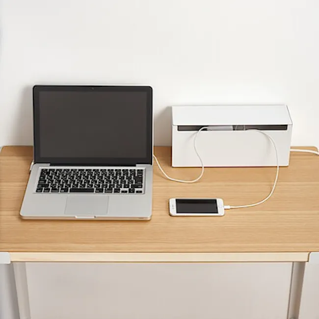 Steel Power Strip Storage - White Grey, Approx. W32 x D10 x H14 cm - 9
