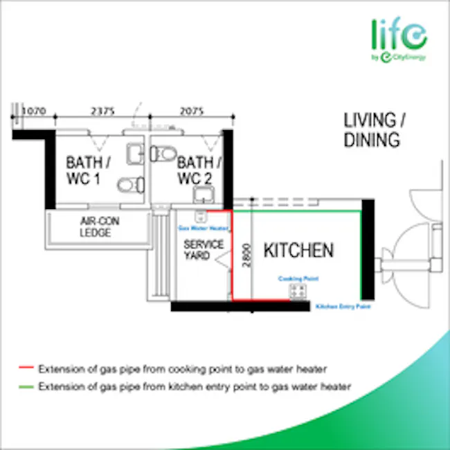 Life by City Energy L10WFE Gas Instantaneous Water Heater - Glacier Grey (HDB Model) - 6