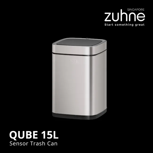 Qube 15L Stainless Steel Touchless Trash Bin with Motion Sensor - 2