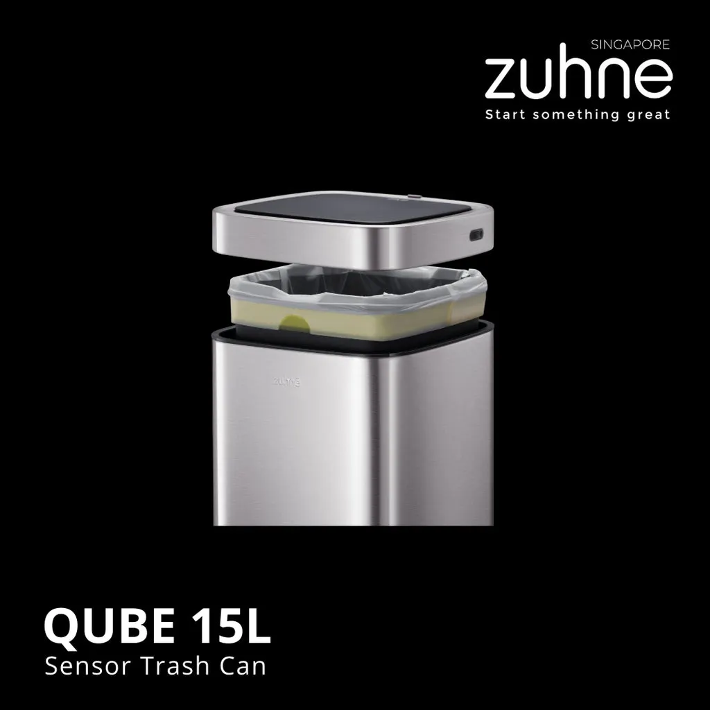 Qube 15L Stainless Steel Touchless Trash Bin with Motion Sensor - 7