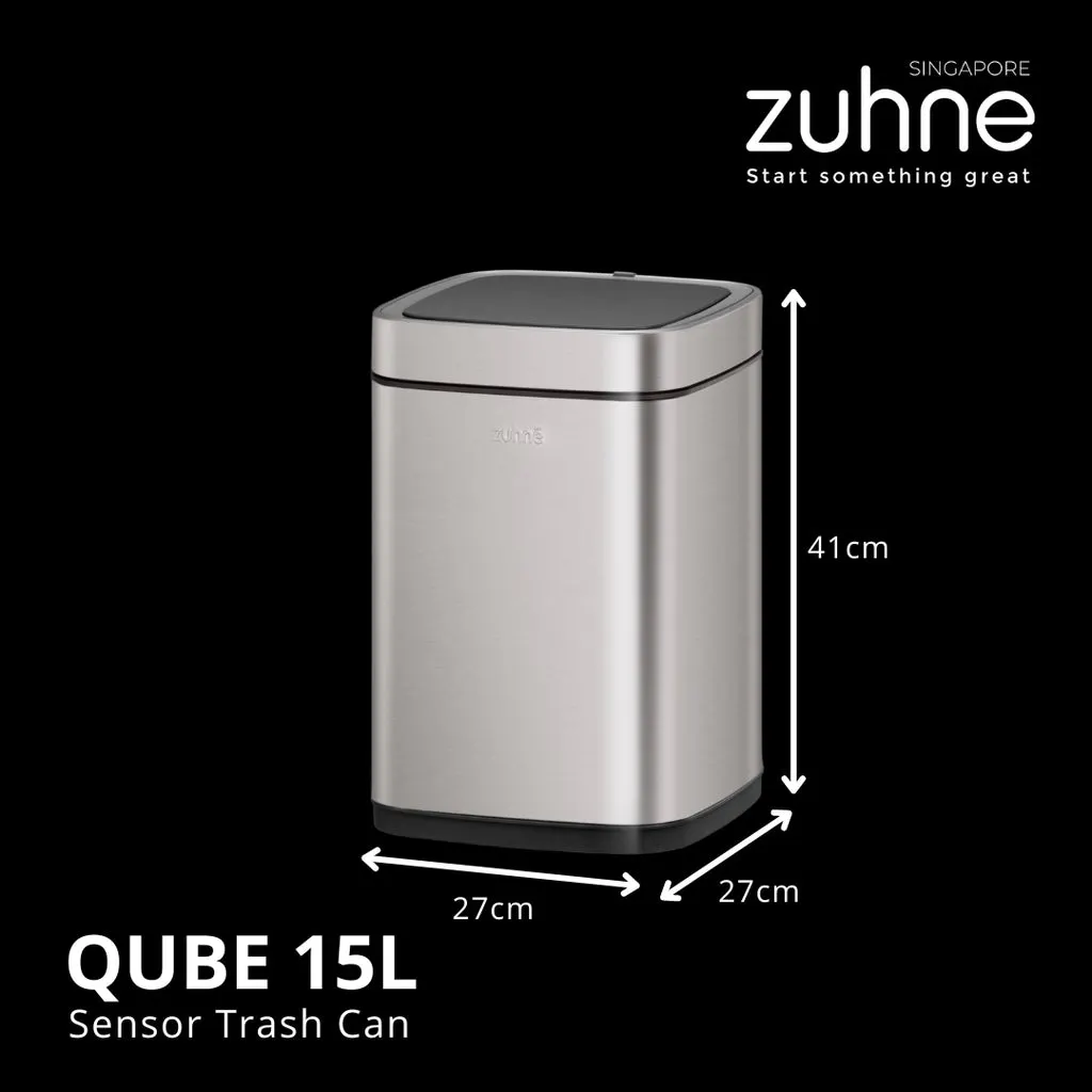 Qube 15L Stainless Steel Touchless Trash Bin with Motion Sensor - 9