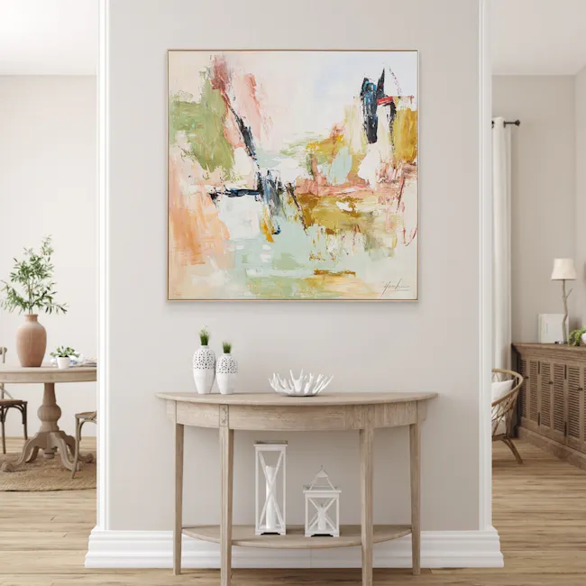 Bloom In Sage Hand Painted Wall Art – 90x90cm - 2