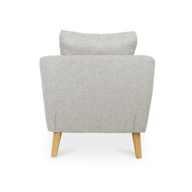 Hana 3 Seater Sofa with Hana Armchair - Sand - 14 - Grey upholstered chair, minimalist design, wooden legs, textured fabric