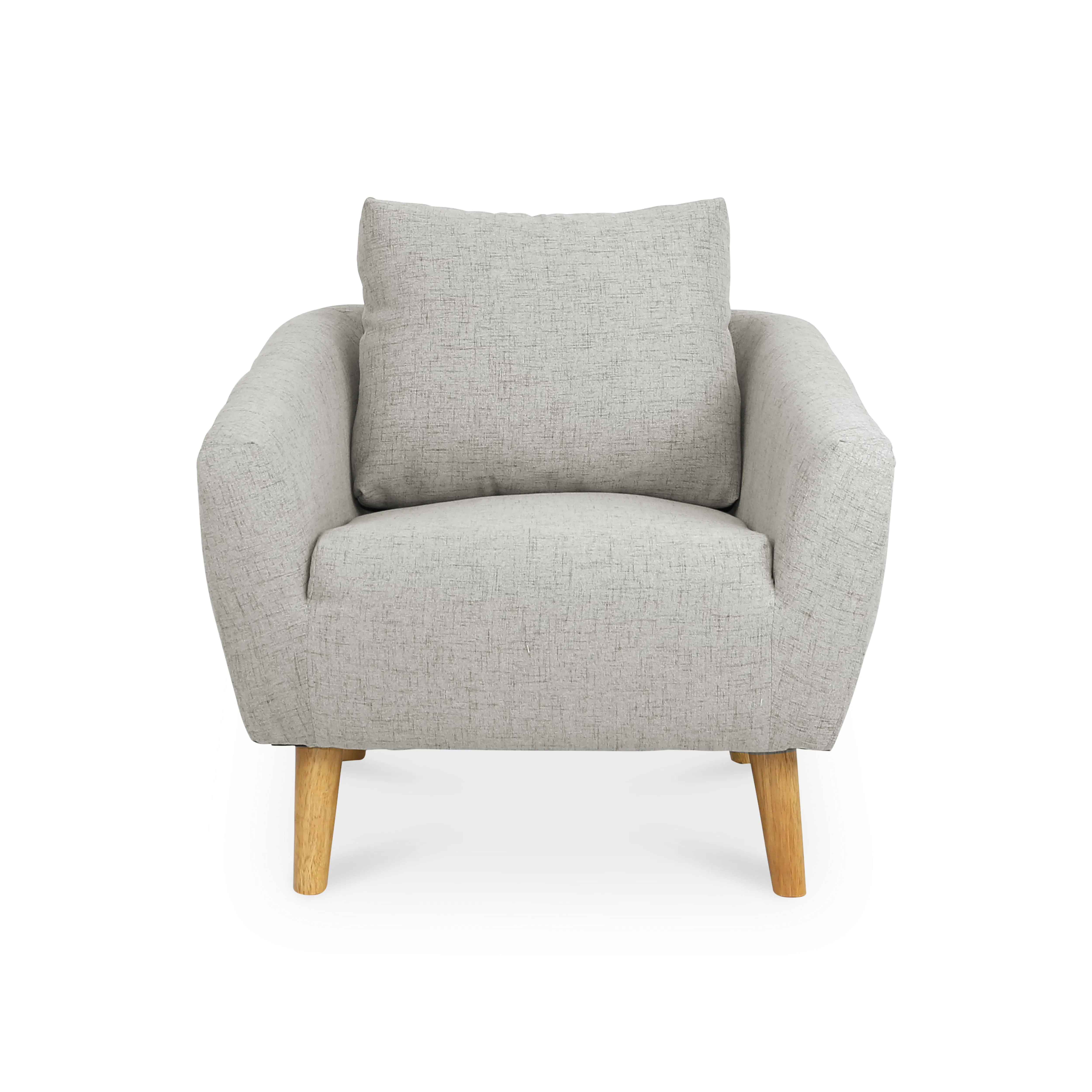 Hana Armchair - Sand - 9 - Grey upholstered armchair, light wood legs, minimalist design, comfortable seating, modern style