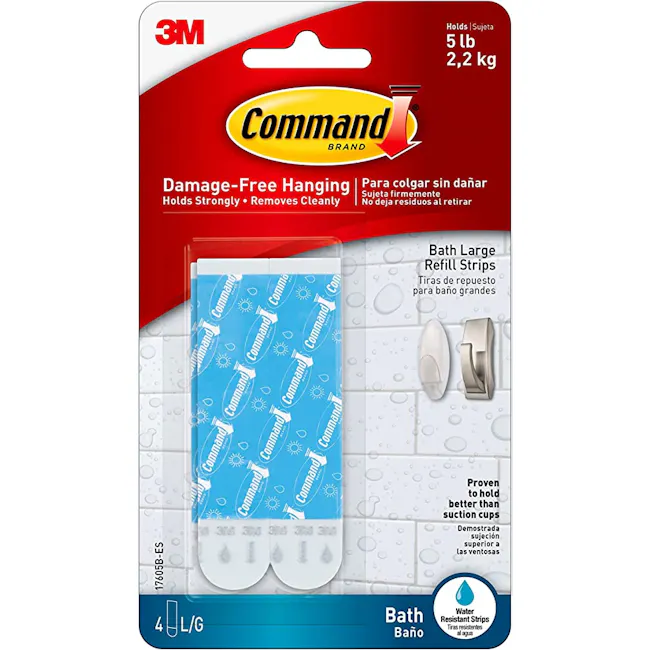 Command™ Water Resistant Strips - 4 - Damage-free hanging, holds strongly, removes cleanly, proves better than suction cups