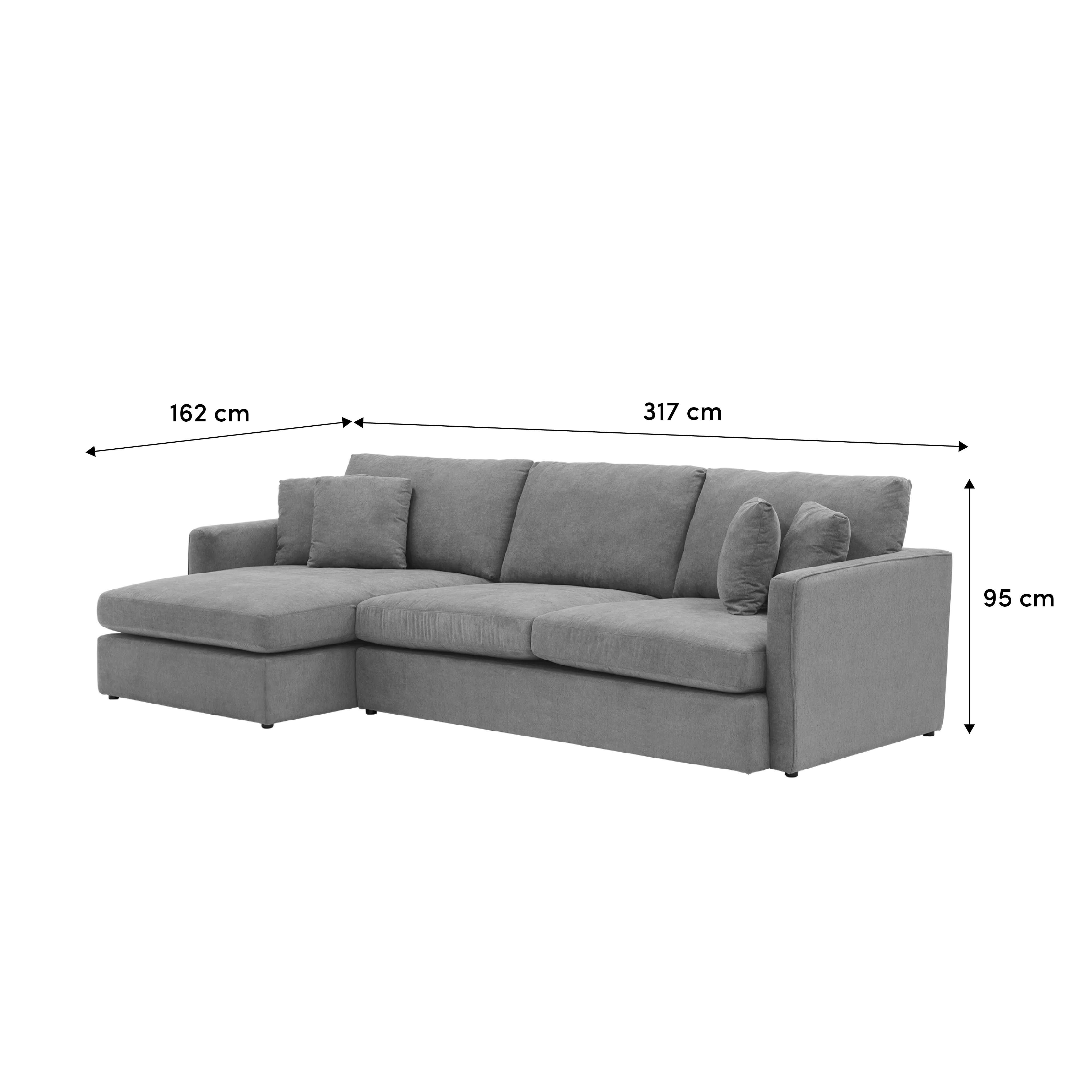(As-is) Ashley L-Shaped Lounge Sofa - Sesame Grey (Scratch Resistant Fabric) - 1 - 17 - Grey upholstered sectional sofa, 162