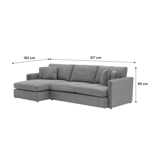 (As-is) Ashley L-Shaped Lounge Sofa - Sesame Grey (Scratch Resistant Fabric) - 1 - 13 - Grey upholstered sectional sofa, 162