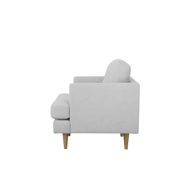 Soma 2 Seater Sofa with Soma Armchair - Silver (Scratch Resistant) - 11 - Light gray upholstered chair, minimalist design