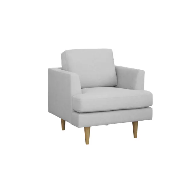 Soma 2 Seater Sofa with Soma Armchair - Silver (Scratch Resistant) - 13 - Light gray upholstered armchair, minimalist
