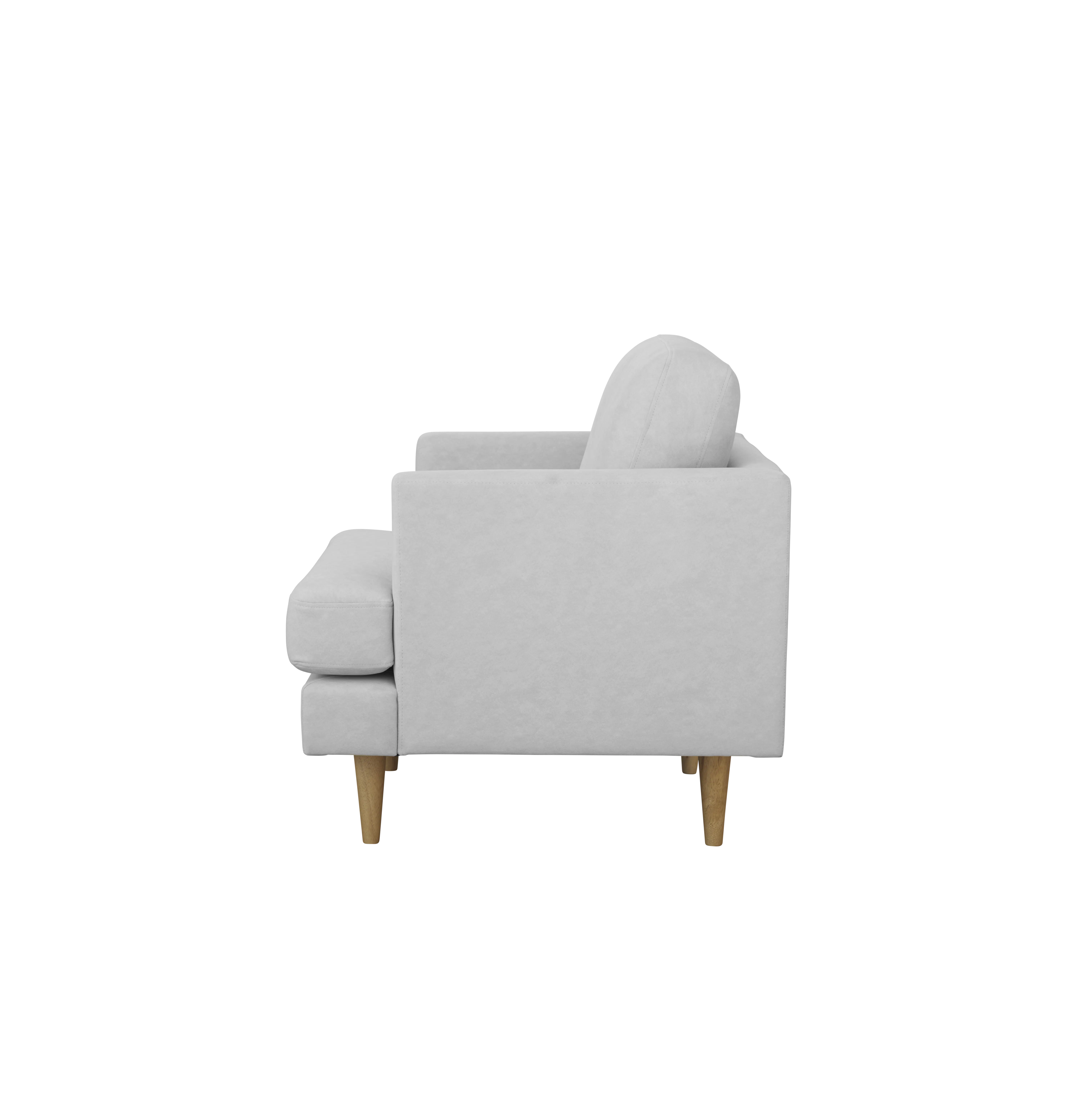 Soma 3 Seater Sofa with Soma Armchair - Silver (Scratch Resistant) - 12 - Light gray upholstered chair, minimalist design