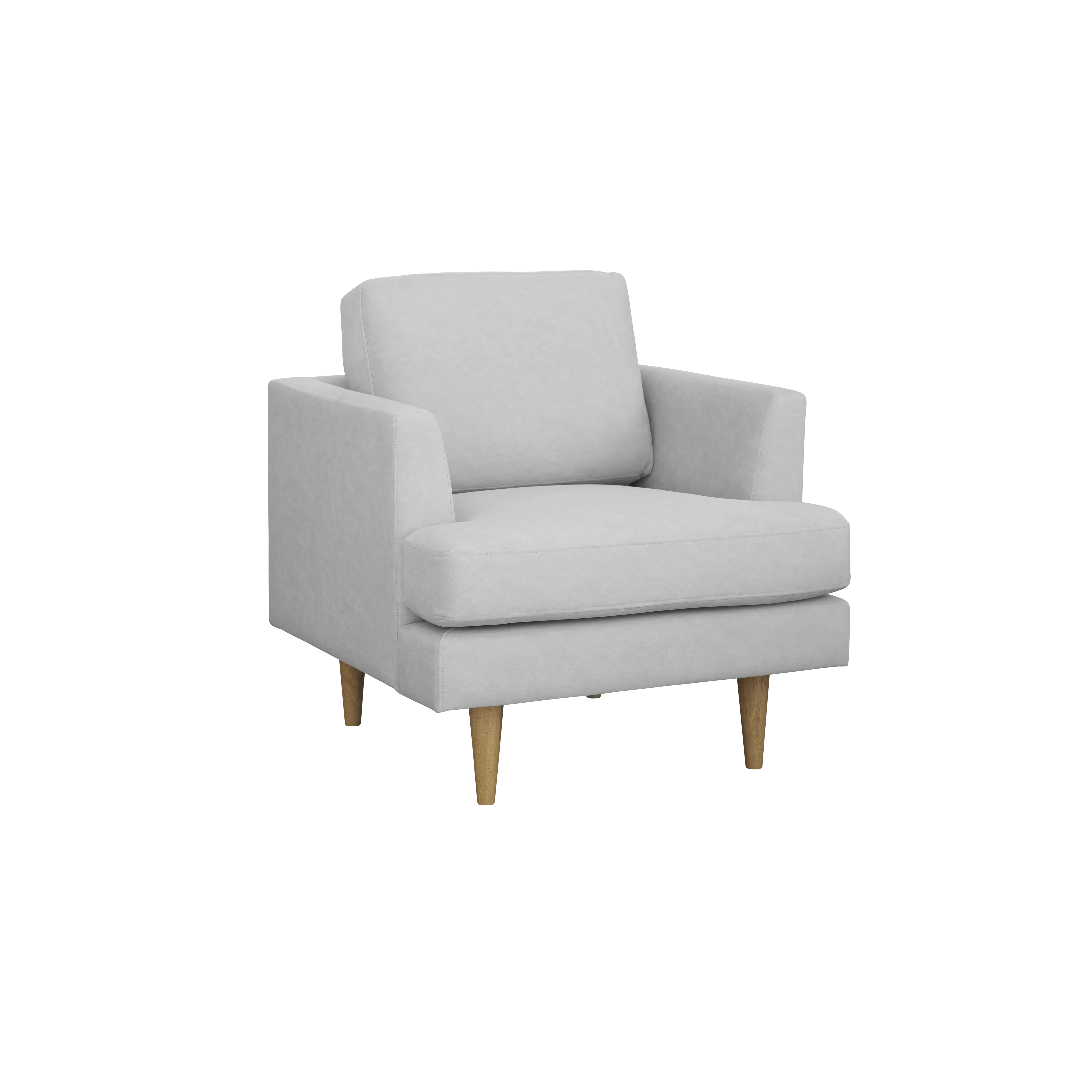 Soma 3 Seater Sofa with Soma Armchair - Silver (Scratch Resistant) - 13 - Light gray upholstered armchair, minimalist