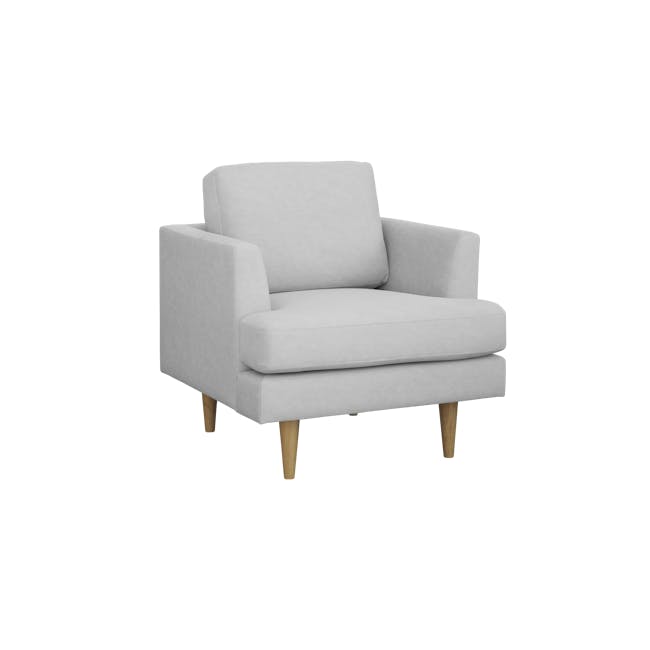 Soma 3 Seater Sofa with Soma Armchair - Silver (Scratch Resistant) - 13 - Light gray upholstered armchair, minimalist