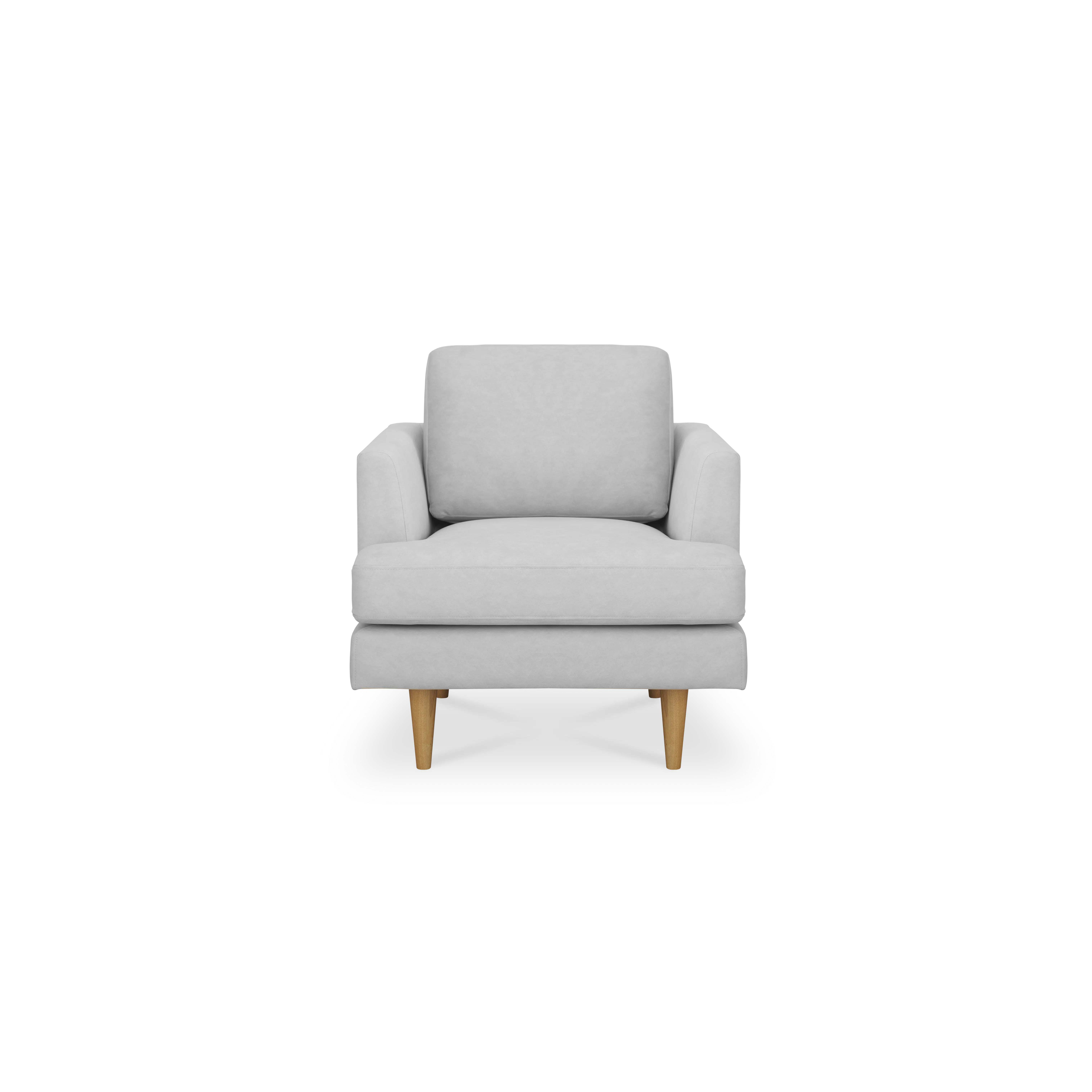 Soma 3 Seater Sofa with Soma Armchair - Silver (Scratch Resistant) - 14 - Modern minimalist chair, light gray fabric, wooden