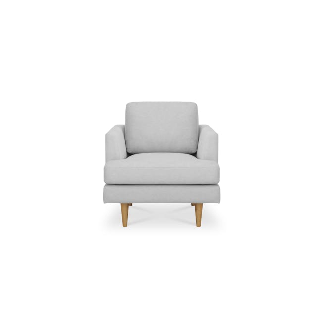 Soma 3 Seater Sofa with Soma Armchair - Silver (Scratch Resistant) - 14 - Modern minimalist chair, light gray fabric, wooden