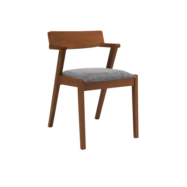 Roden Dining Table 1.8m in Cocoa with 4 Imogen Dining Chairs in Cocoa, Dolphin Grey (Fabric) - 19 - Wooden chair with gray