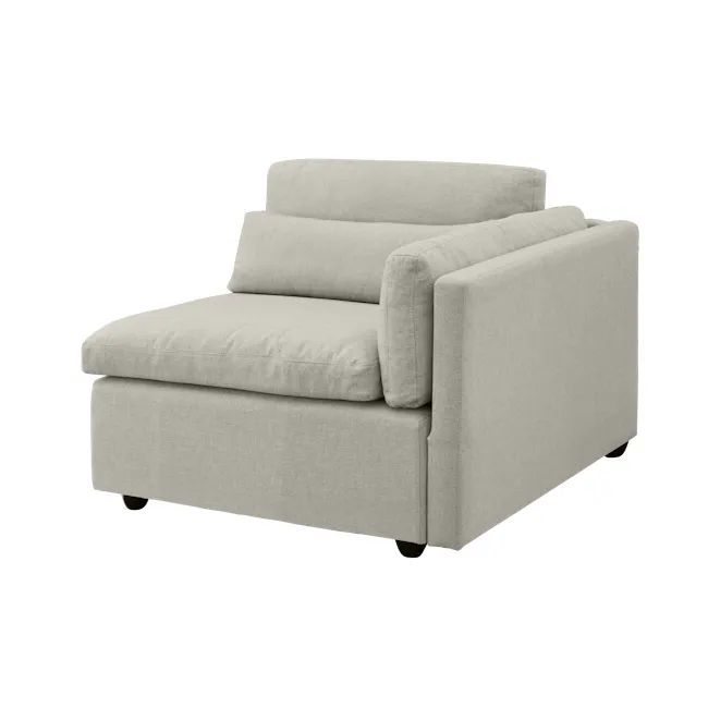 Liam 3 Seater Sofa - Ivory (Fabric) - 5 - Modern minimalist sofa, light gray fabric, comfortable seating, sleek design