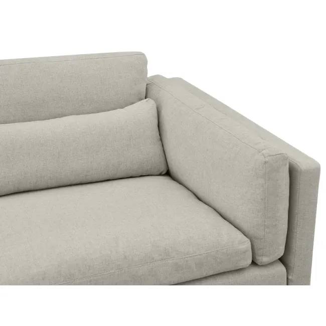 Liam 4 Seater Sofa - Ivory (Fabric) - 8 - Light gray fabric sofa, modern design, comfortable seating, minimalist style