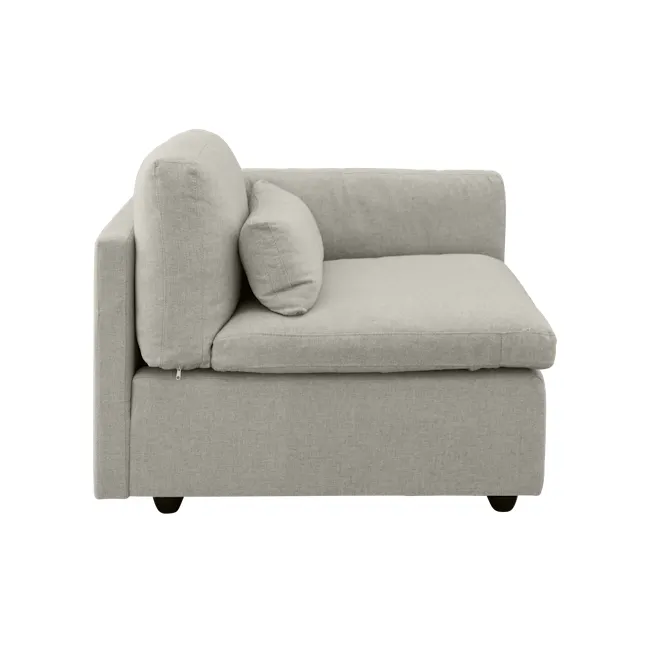 Liam 4 Seater Sofa - Ivory (Fabric) - 3 - Modern minimalist sofa, light gray fabric, plush cushions, elegant design