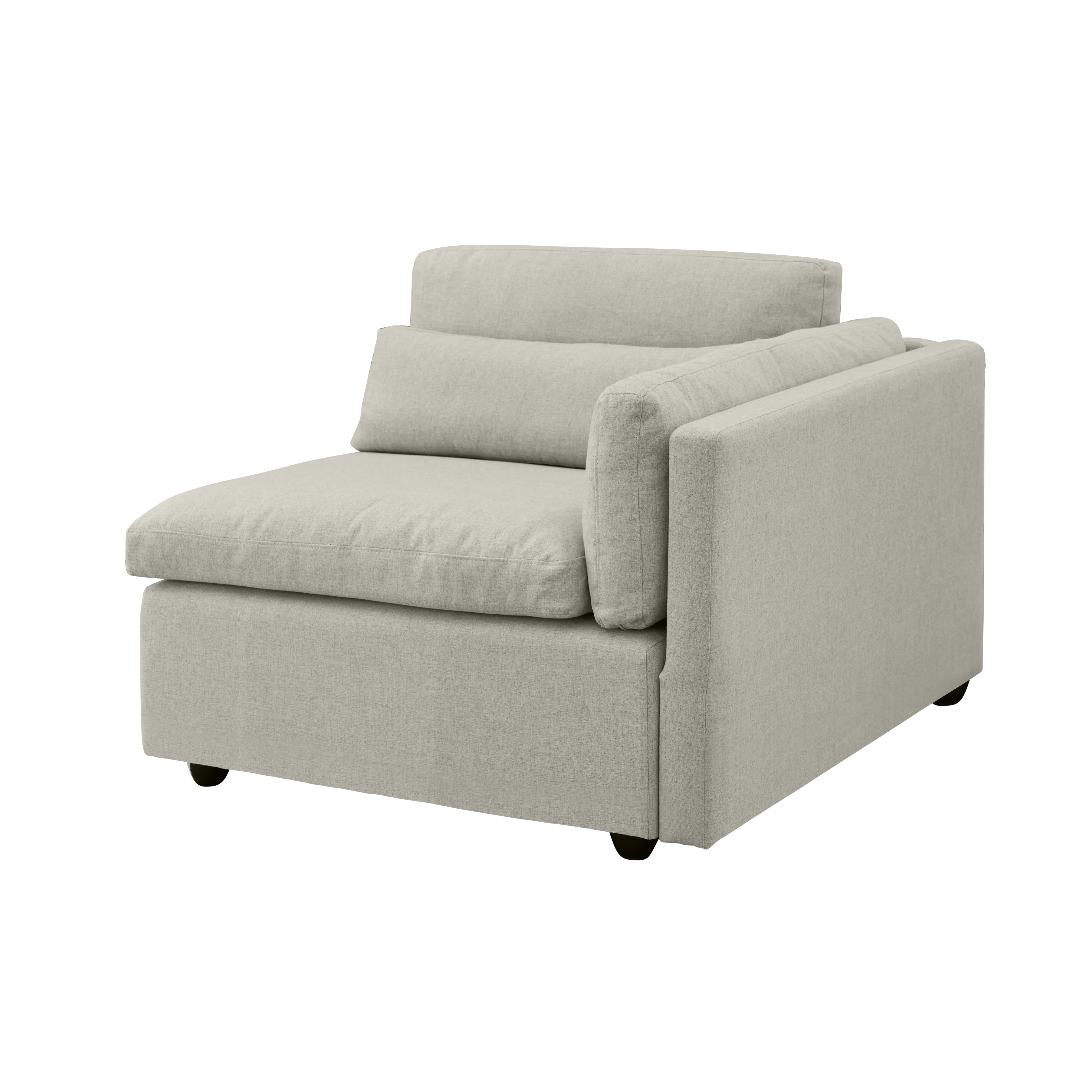 Liam 4 Seater Extended Sofa - Ivory (Fabric) - 9 - Modern minimalist sofa, light gray fabric, comfortable seating, sleek