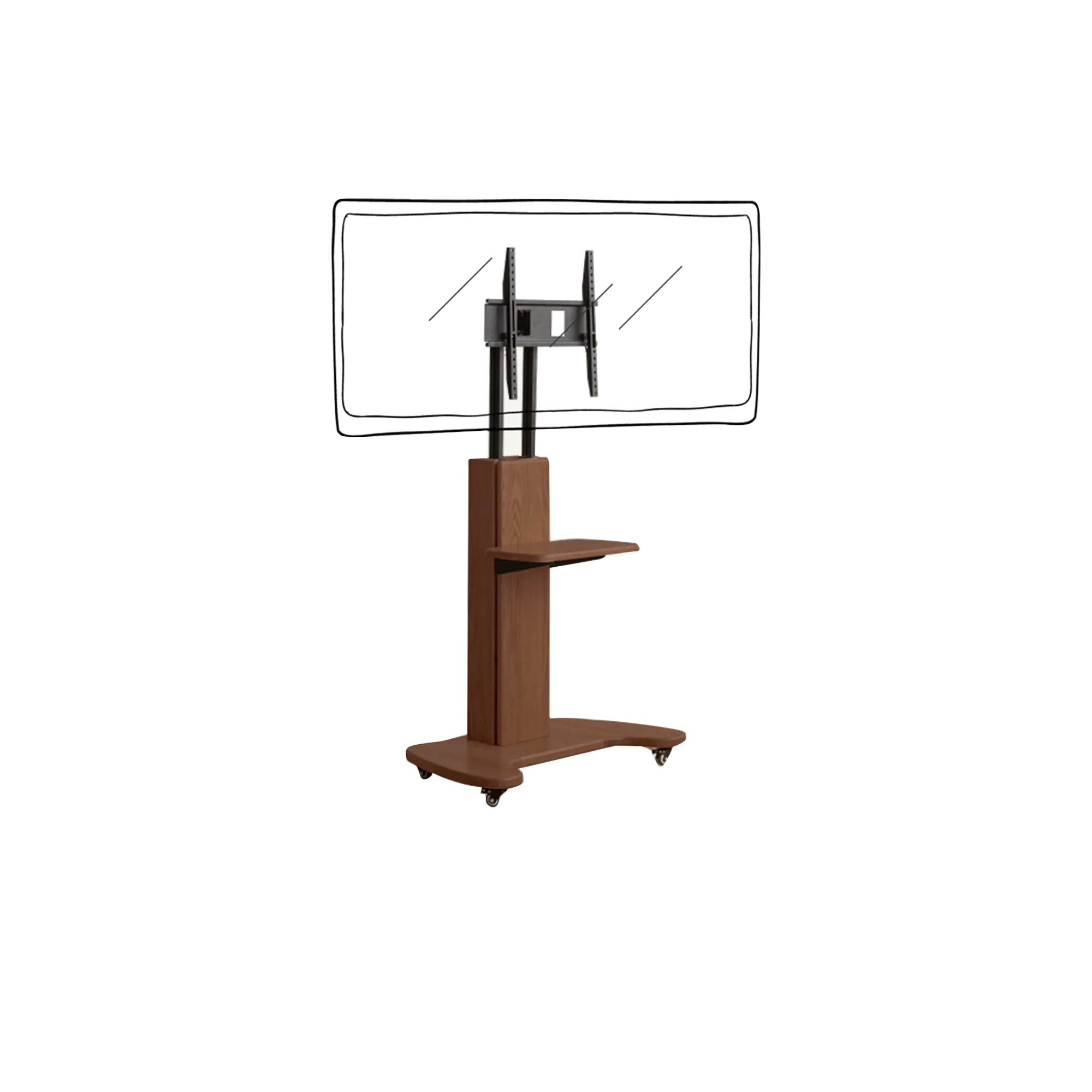 Neru Mobile Swivel TV Mount Stand - Walnut
