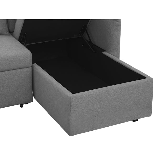 Asher L-Shaped Storage Sofa Bed - Dove Grey - 11