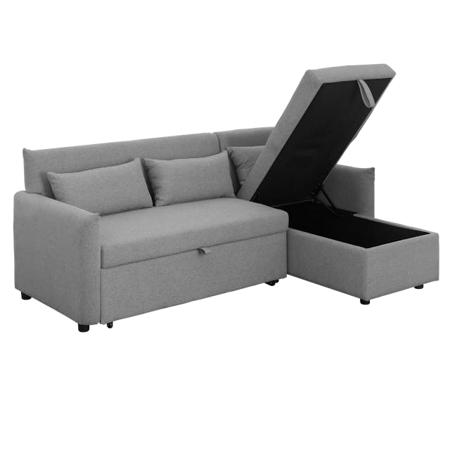 Asher L-Shaped Storage Sofa Bed - Dove Grey - 3